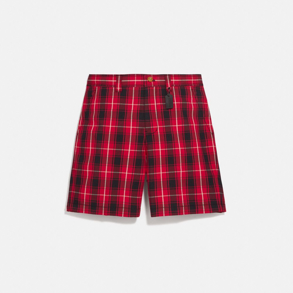 Plaid hot sale shorts red