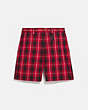 COACH®,PLAID CUT OFF SHORTS,Cotton/Polyester,Red Plaid,Front View