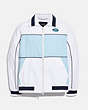 COACH®,COLORBLOCK MASHUP WINDBREAKER IN RECYCLED NYLON,Nylon,White,Front View