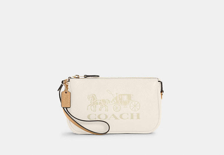 COACH®,NOLITA 19 WITH HORSE AND CARRIAGE,Leather,Mini,Gold/Chalk/Vanilla Cream,Front View