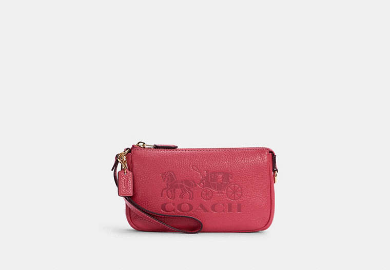 COACH®,NOLITA 19 WITH HORSE AND CARRIAGE,Leather,Mini,Gold/Strawberry Haze,Front View