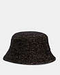 COACH®,HERRINGBONE BUCKET HAT,wool,Black,Front View
