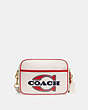 COACH®,FLIGHT BAG,Smooth Leather,Medium,Brass/Chalk Electric Red,Front View