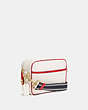 COACH®,FLIGHT BAG,Smooth Leather,Medium,Brass/Chalk Electric Red,Angle View