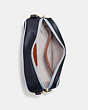 COACH®,FLIGHT BAG,Smooth Leather,Medium,Brass/Midnight/Blue,Inside View,Top View