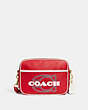 COACH®,FLIGHT BAG,Smooth Leather,Medium,Brass/Electric Red Chalk,Front View