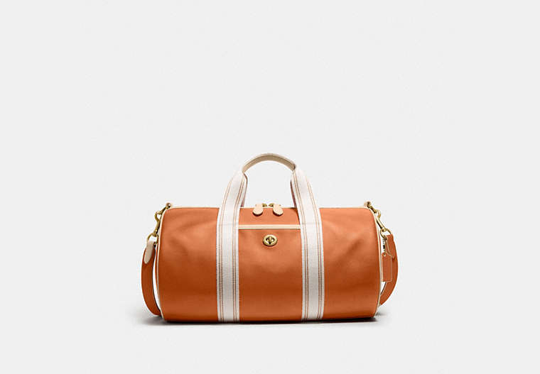 COACH®,DUFFLE,Smooth Leather,X-Large,Brass/Hazelnut Ivory,Front View