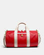 COACH®,DUFFLE,Smooth Leather,X-Large,Brass/Electric Red Chalk,Front View