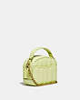 COACH®,LUNCHBOX TOP HANDLE WITH QUILTING,Smooth Leather,Small,Brass/Pale Lime,Angle View