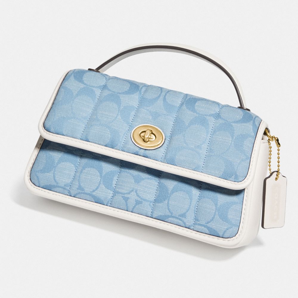 Turnlock Clutch 20 In Signature Chambray With Quilting COACH