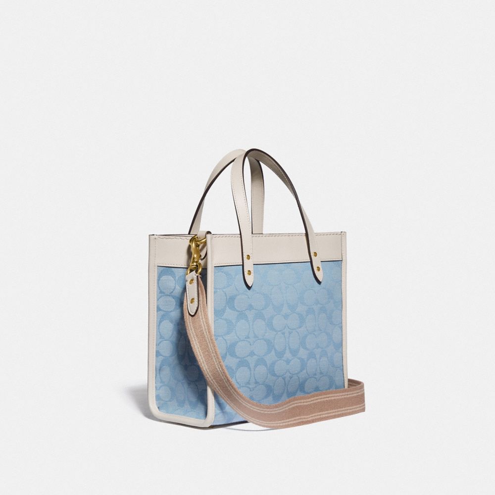 COACH Signature Chambray Canvas Tote 34 in Blue