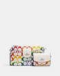 COACH®,POPPY CROSSBODY WITH CARD CASE IN RAINBOW SIGNATURE CANVAS,pvc,Mini,Silver/Chalk Multi,Front View