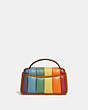 COACH®,TURNLOCK CLUTCH 20 WITH RAINBOW QUILTING,Smooth Leather,Mini,Brass/Natural Multi,Back View
