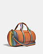 COACH®,DUFFLE WITH RAINBOW QUILTING,Smooth Leather,X-Large,Brass/Saddle Multi,Angle View