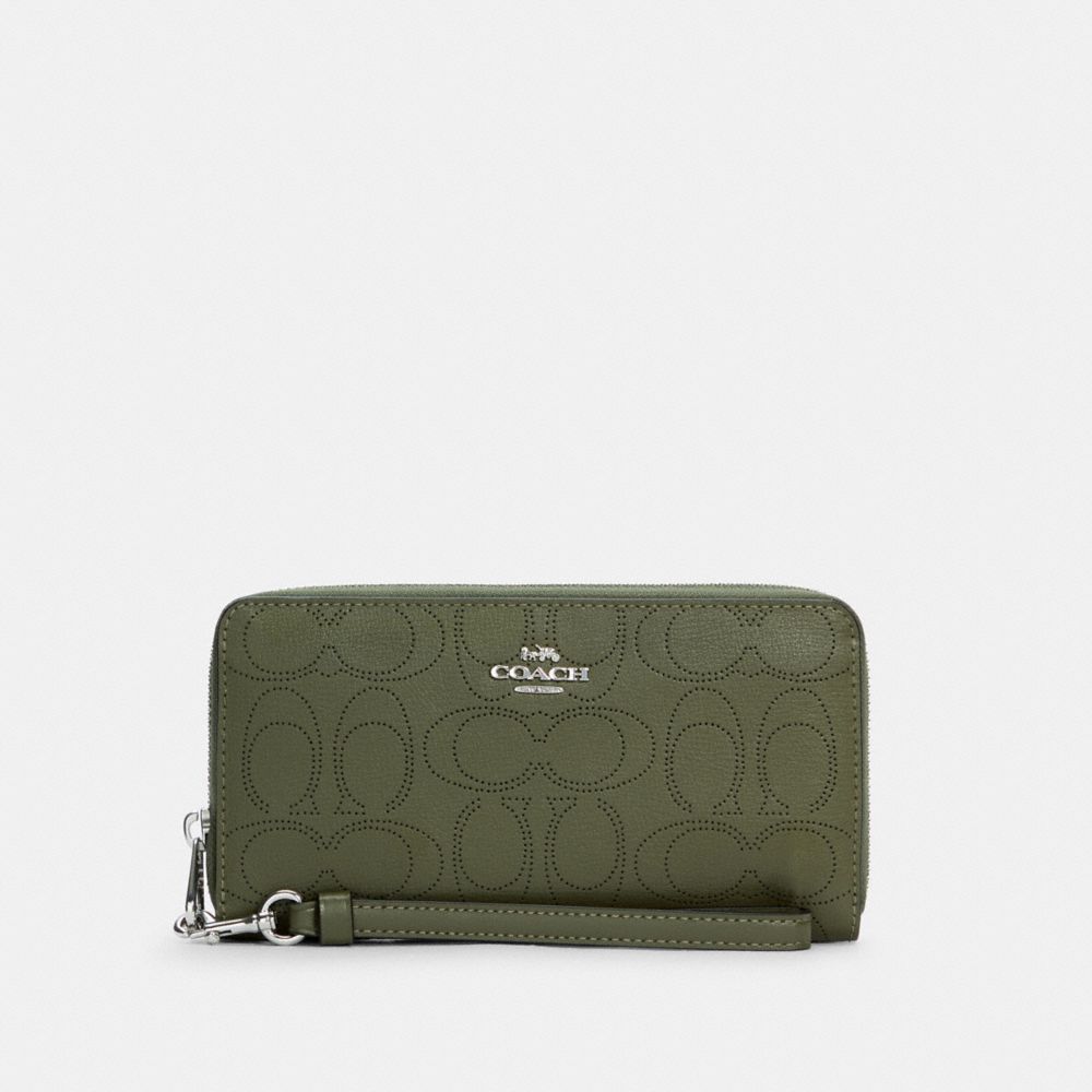 Coach signature zip around wallet sale