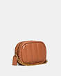 COACH®,SMALL CAMERA BAG WITH QUILTING,Leather,Mini,Brass/Canyon,Angle View