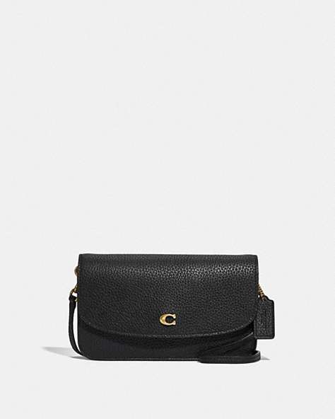 COACH®,HAYDEN CROSSBODY,Pebbled Leather,Mini,Brass/Black,Front View
