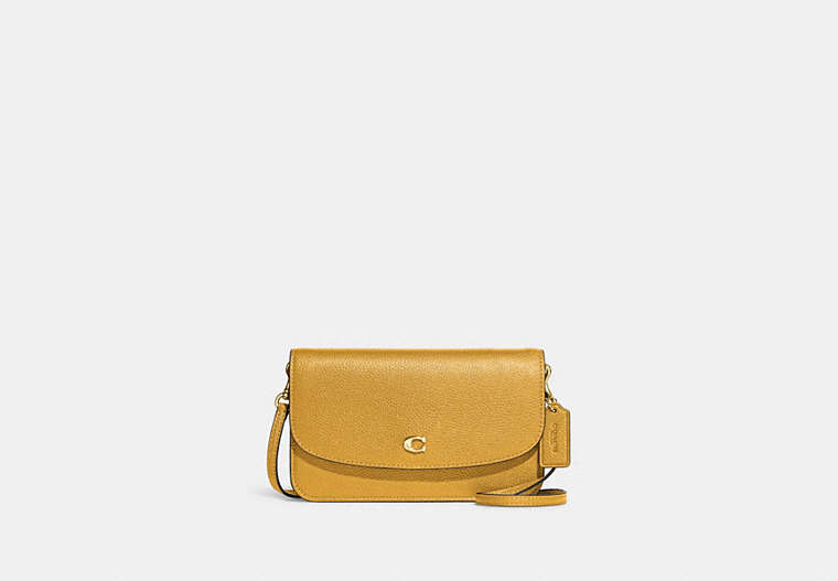 COACH®,HAYDEN CROSSBODY BAG,Pebbled Leather,Mini,Brass/Yellow Gold,Front View