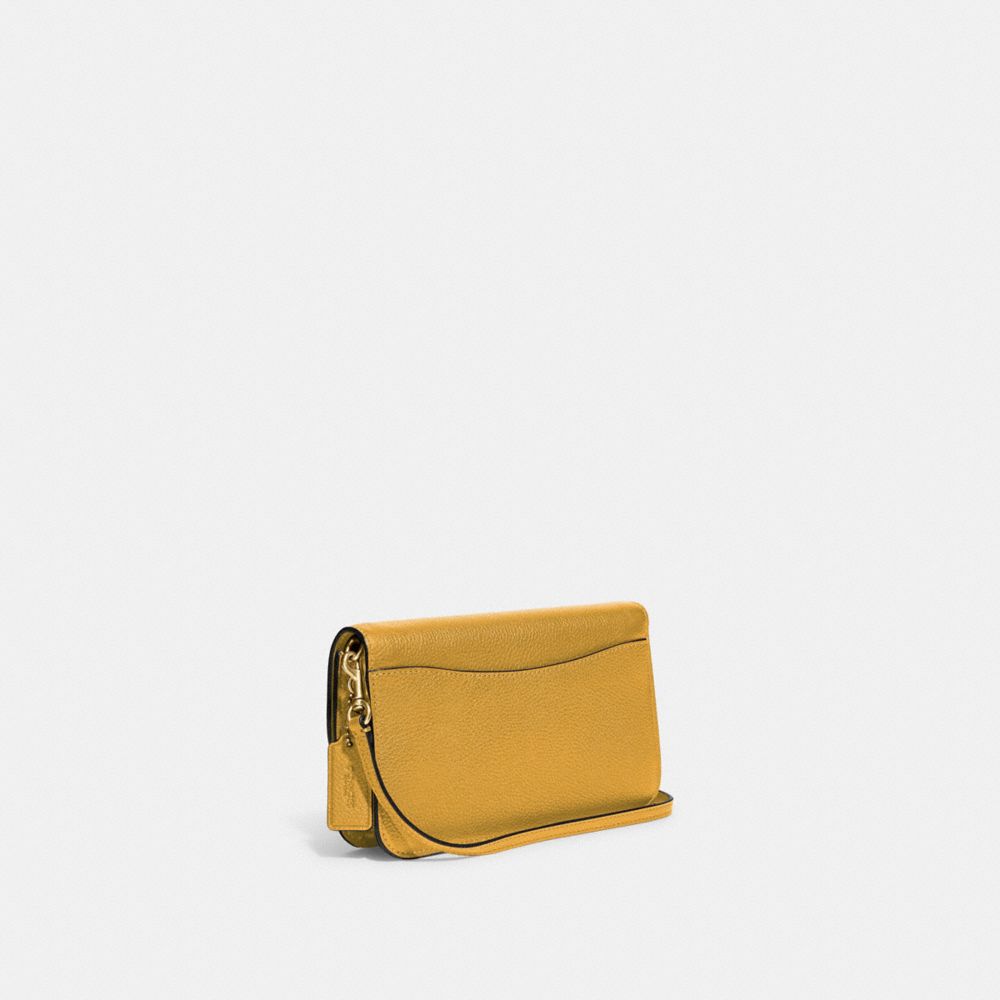 COACH®,HAYDEN CROSSBODY BAG,Refined Pebble Leather,Mini,Brass/Yellow Gold,Angle View