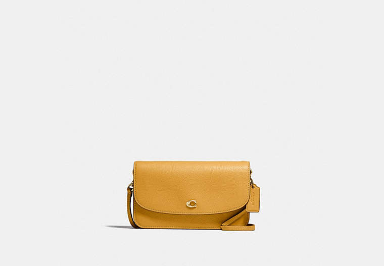 COACH®,HAYDEN CROSSBODY,Pebbled Leather,Mini,Brass/Buttercup,Front View