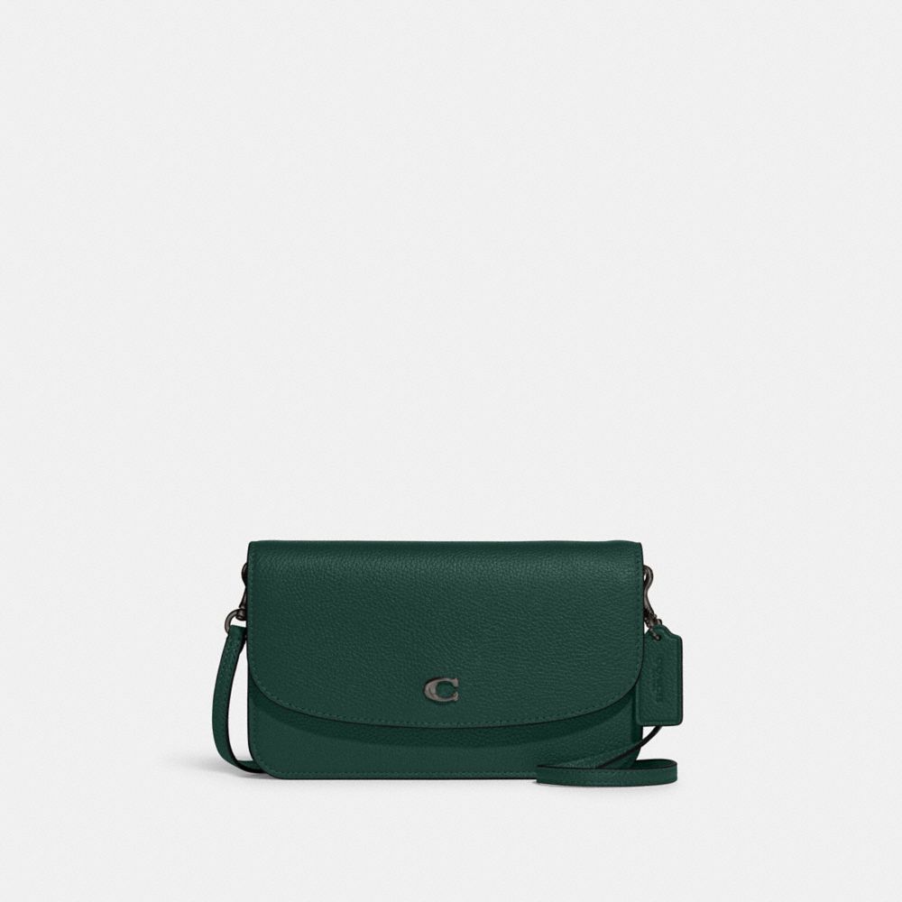 COACH®,HAYDEN CROSSBODY BAG,Refined Pebble Leather,Mini,Pewter/Forest,Front View image number 0
