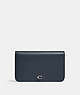 COACH®,SLIM CARD CASE,Refined Calf Leather,Mini,Silver/Denim,Front View