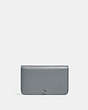 COACH®,SLIM CARD CASE,Refined Calf Leather,Mini,Silver/Grey Blue,Front View
