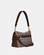 COACH®,SOFT TABBY SHOULDER BAG IN SIGNATURE JACQUARD,Jacquard,Small,Brass/Oak Maple,Angle View