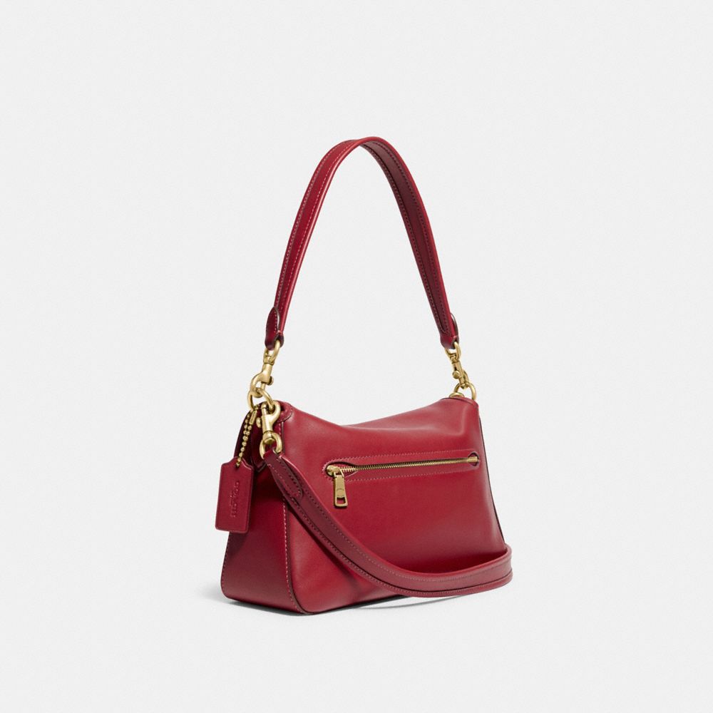 COACH®,SOFT TABBY SHOULDER BAG,Smooth Leather,Medium,Brass/Brick Red,Angle View