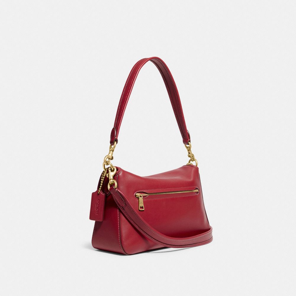 COACH®,Soft Tabby Shoulder Bag,Leather,Shoulder Bag,Logo,Gold Metal,Casual,Maroon,Angle View
