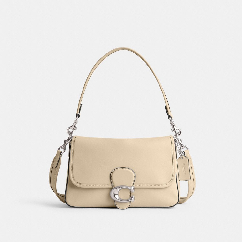 COACH®,SOFT TABBY SHOULDER BAG,Smooth Leather,Medium,Silver/Ivory,Front View