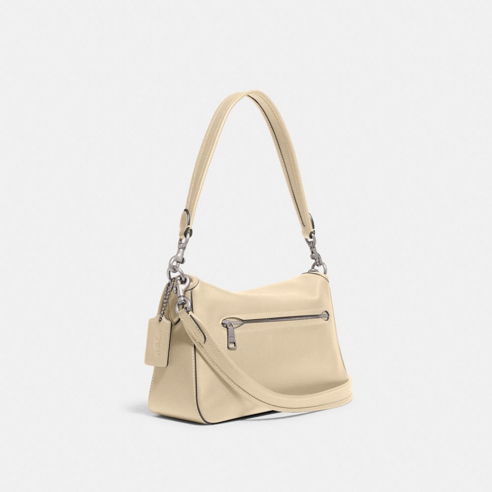 COACH®,SOFT TABBY SHOULDER BAG,Smooth Leather,Medium,Silver/Ivory,Angle View