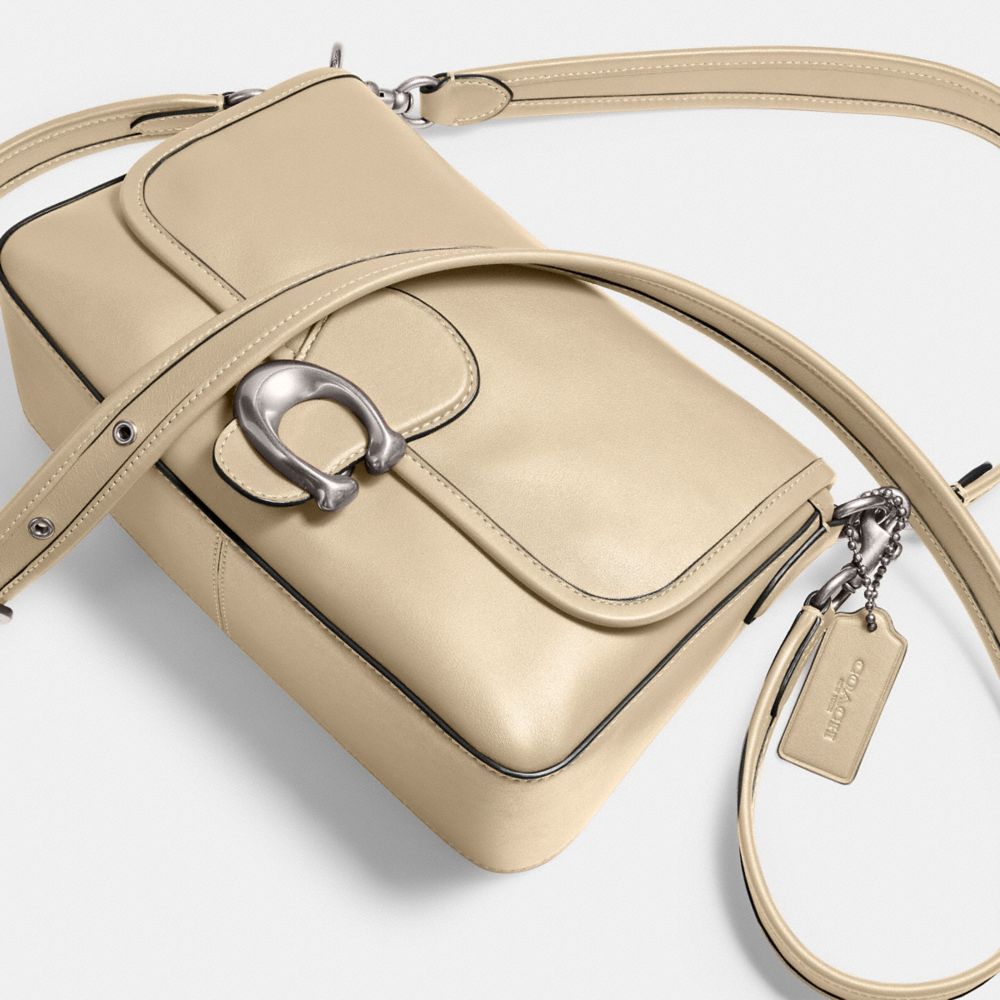 COACH®,Soft Tabby Shoulder Bag,Leather,Shoulder Bag,Logo,Gold Metal,Casual,Beige,Closer View