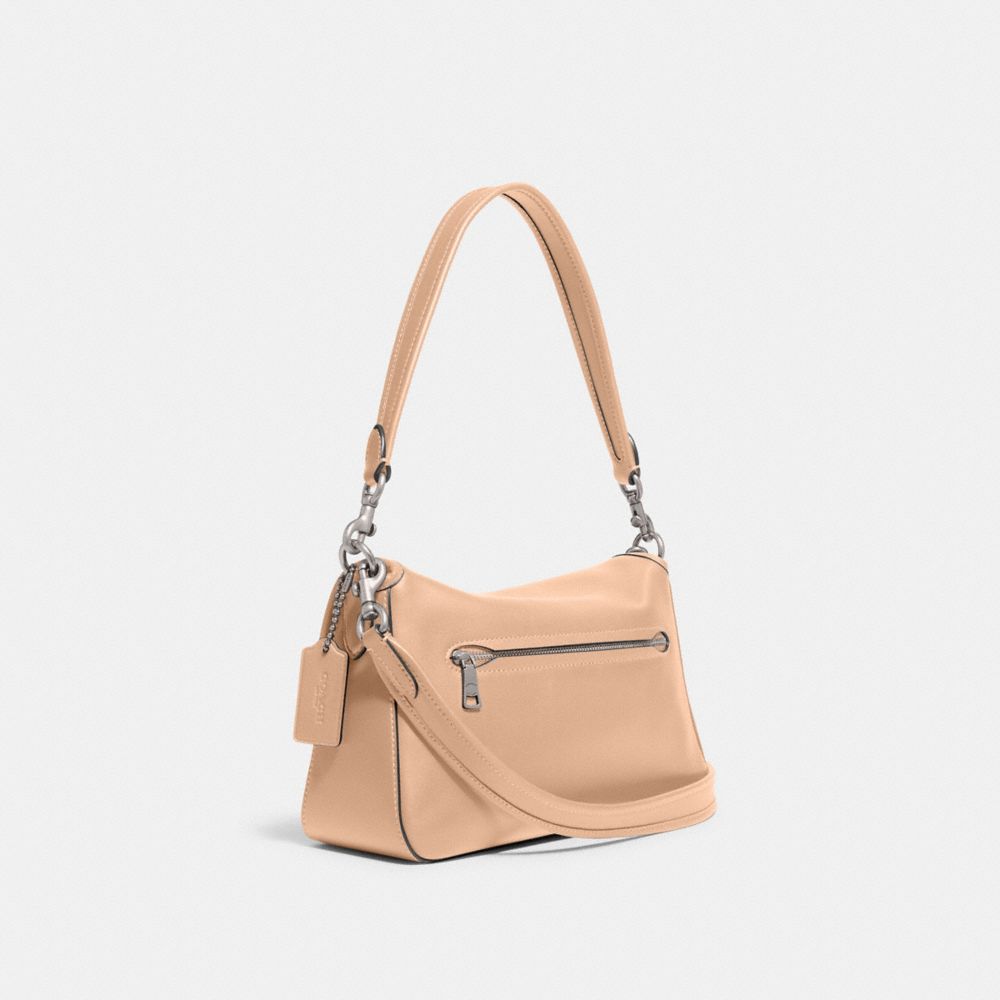 COACH®,Soft Tabby Shoulder Bag,Leather,Shoulder Bag,Logo,Gold Metal,Casual,Beige,Angle View