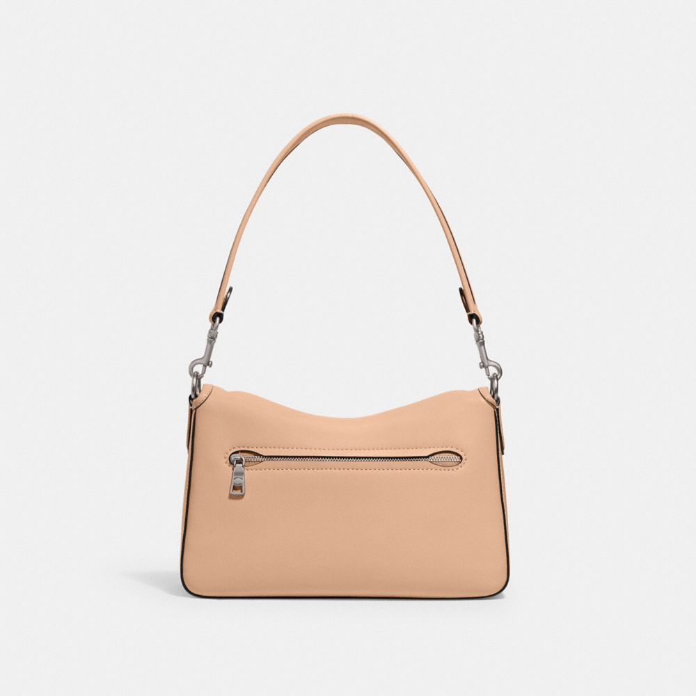 COACH®,Soft Tabby Shoulder Bag,Leather,Shoulder Bag,Logo,Gold Metal,Casual,Beige,Back View