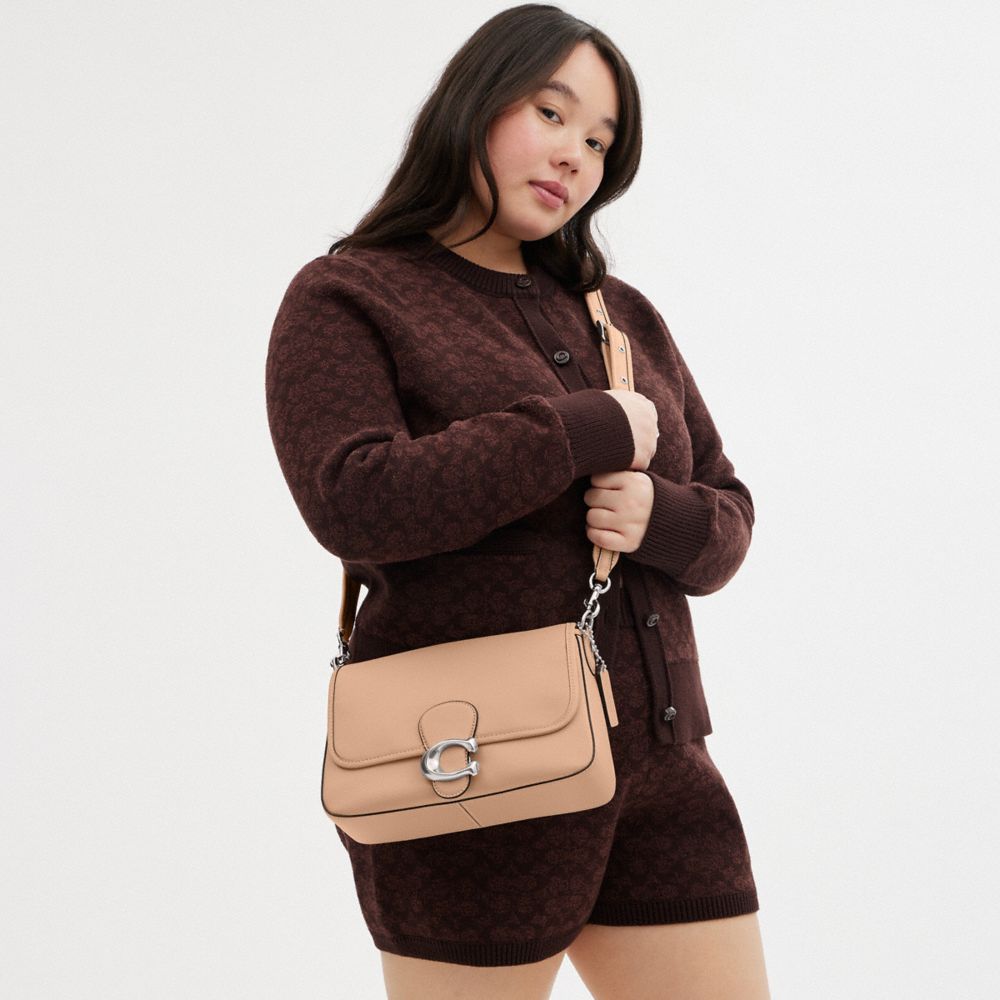 COACH Soft Tabby Leather Shoulder Bag with Removable Crossbody