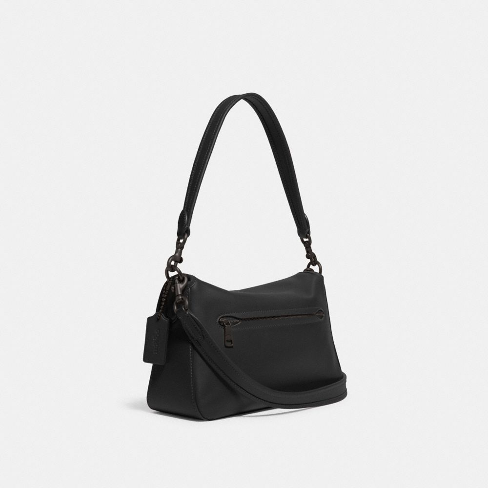 COACH®,SOFT TABBY SHOULDER BAG,Smooth Leather,Medium,Pewter/Black,Angle View