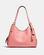 COACH®,LORI SHOULDER BAG,Pebble Leather,Large,Brass/Candy Pink,Front View