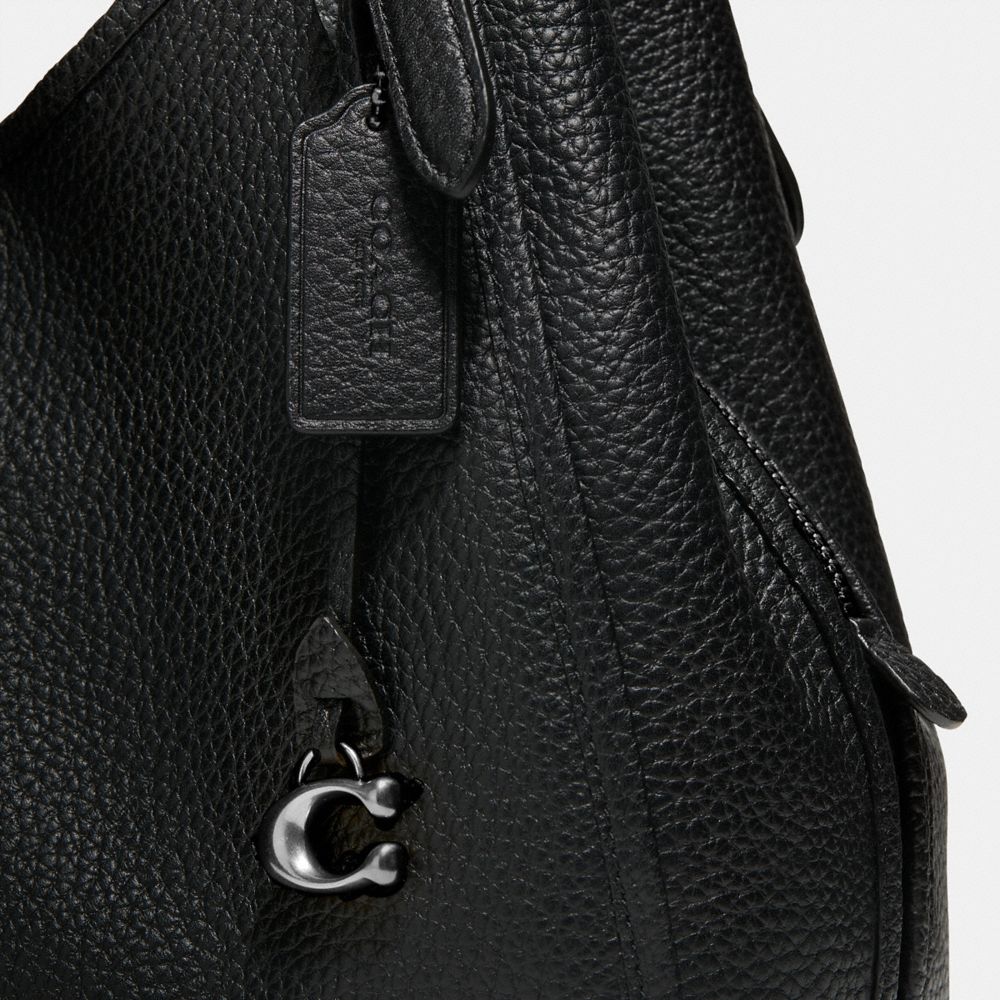 Leather Black COACH Shoulder Bag with Silver Hardware – LUDIC