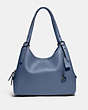 COACH®,LORI SHOULDER BAG,Pebble Leather,Large,Pewter/Washed Chambray,Front View
