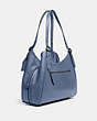 COACH®,LORI SHOULDER BAG,Pebble Leather,Large,Pewter/Washed Chambray,Angle View