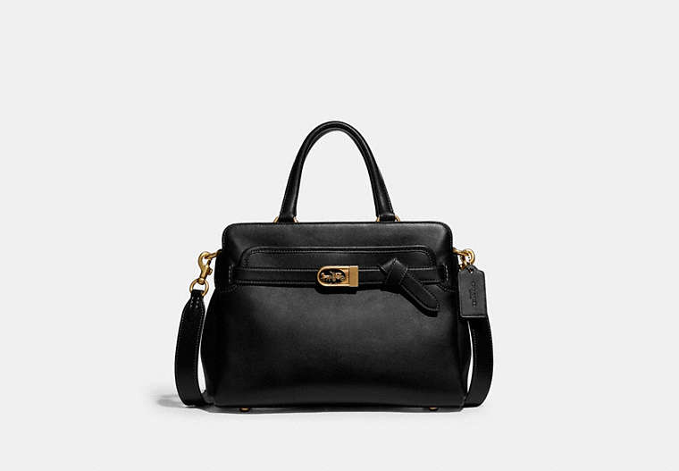COACH®,TATE CARRYALL 29,Smooth Leather,Medium,Brass/Black,Front View