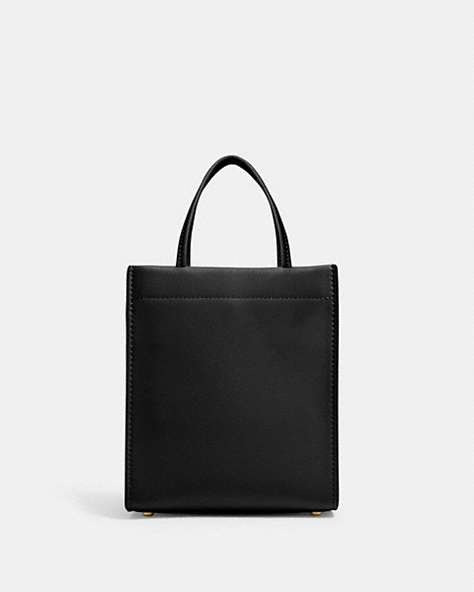 COACH®,MINI CASHIN TOTE,Smooth Leather,Small,Brass/Black,Front View