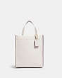 COACH®,MINI CASHIN TOTE,Smooth Leather,Small,Brass/Chalk,Front View