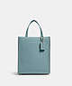 COACH®,MINI CASHIN TOTE,Smooth Leather,Small,Brass/Sage,Front View