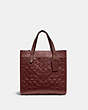 COACH®,FIELD TOTE 22 IN SIGNATURE LEATHER,Pebble Leather,Medium,Brass/Wine,Front View