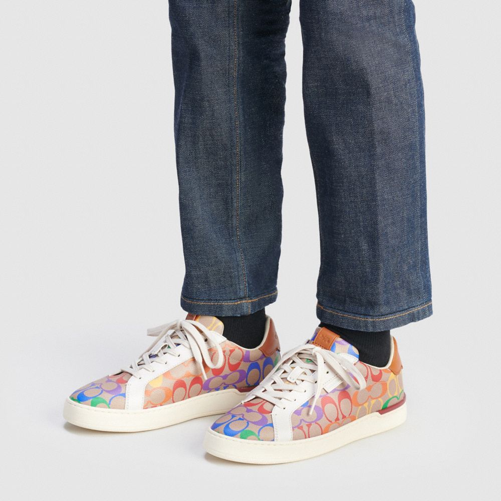 COACH®: Lowline Low Top Sneaker In Rainbow Signature Canvas