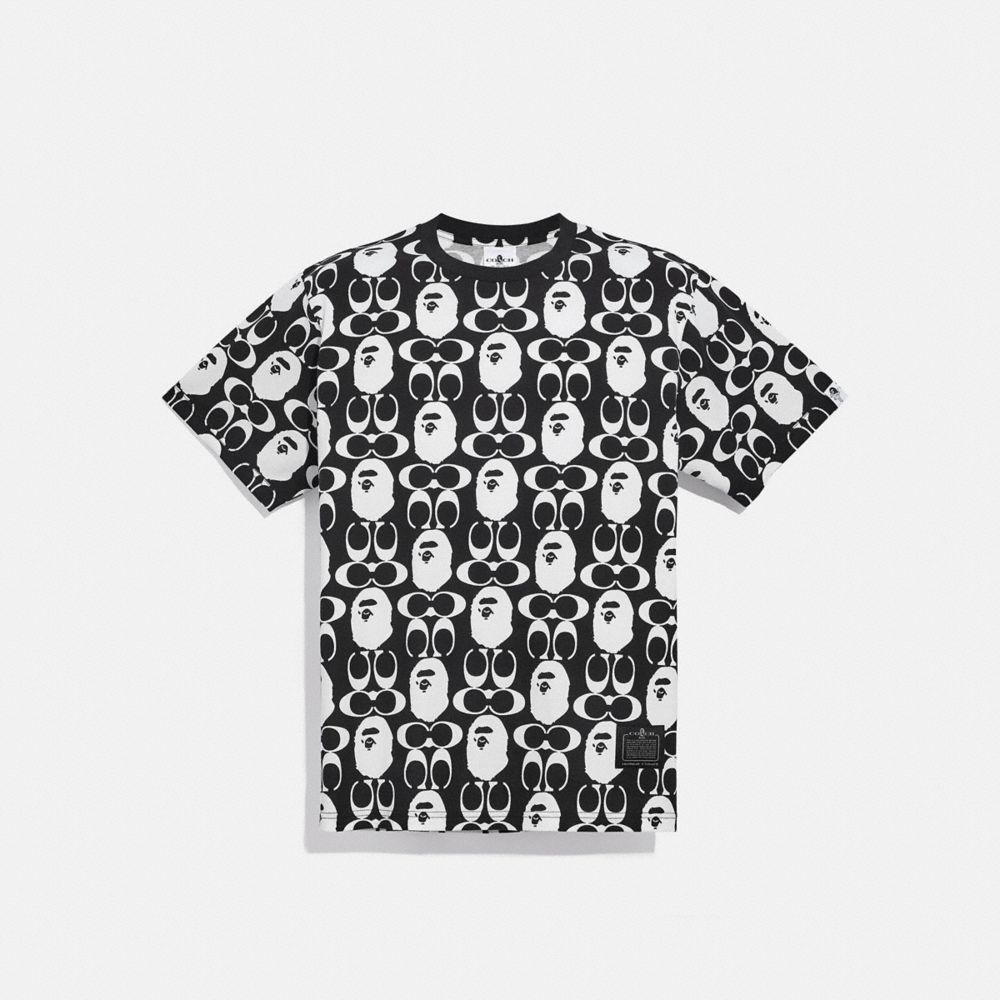 COACH®,T-SHIRT GRAPHIQUE BAPE X COACH,coton,Noir/Blanc,Front View