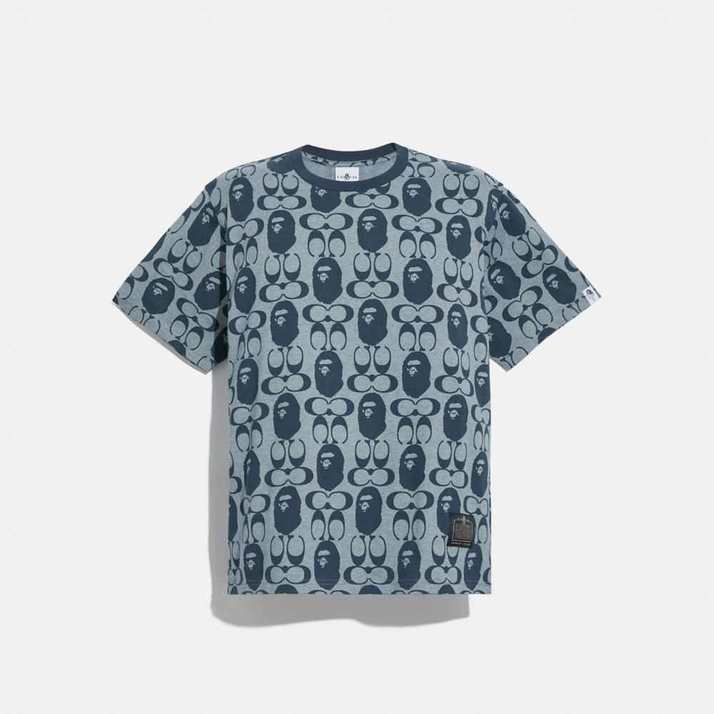 COACH®,T-SHIRT GRAPHIQUE BAPE X COACH,coton,CHAMBRAY,Front View