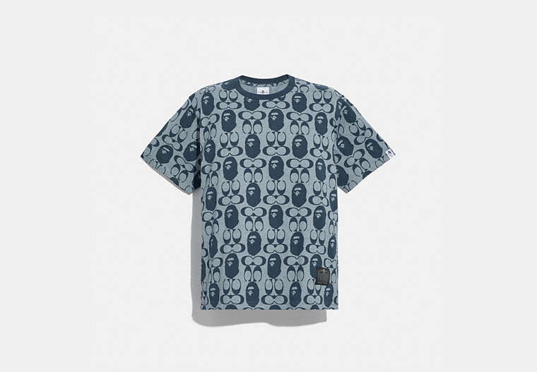 COACH®,BAPE X COACH GRAPHIC T-SHIRT,cotton,CHAMBRAY,Front View image number 0